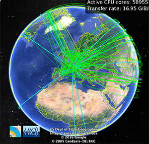 Visualisierung: Weltweite Datenverteilung vom CERN aus