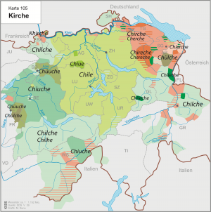 Das Wort Kirche in den verschiedenen Deutschschweizer Dialekten